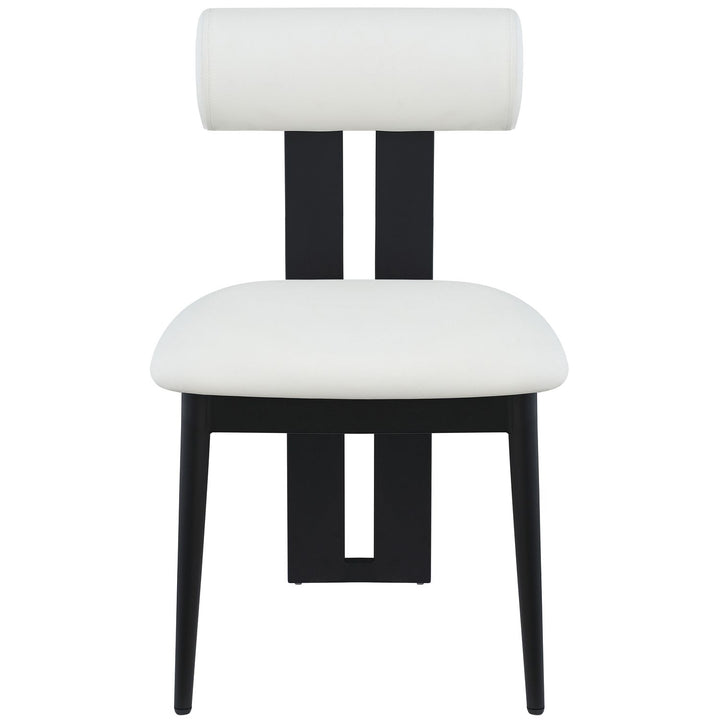 Dario Vegan Leather Upholstered Dining Chair — Cream / Matte Black