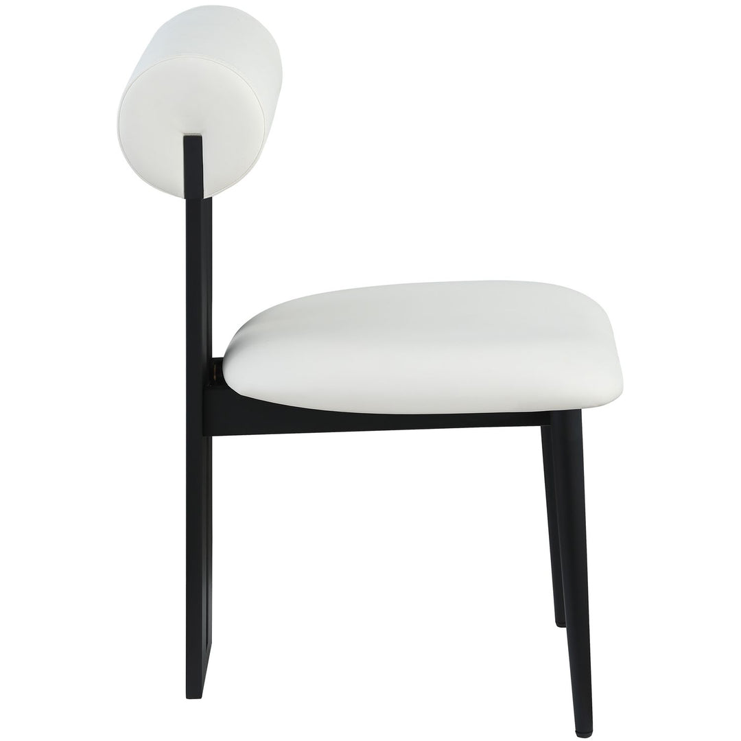 Dario Vegan Leather Upholstered Dining Chair — Cream / Matte Black