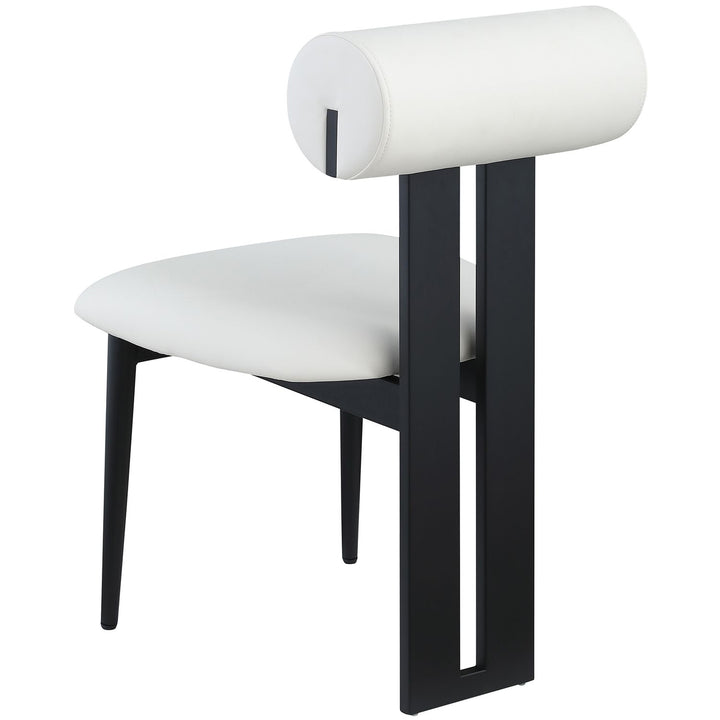 Dario Vegan Leather Upholstered Dining Chair — Cream / Matte Black