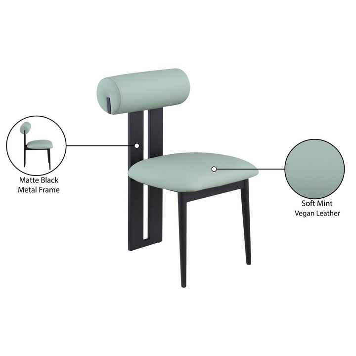 Dario Vegan Leather Upholstered Dining Chair — Mint / Matte Black