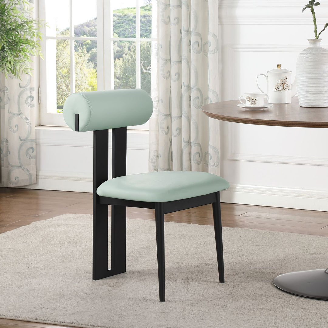 Dario Vegan Leather Upholstered Dining Chair — Mint / Matte Black