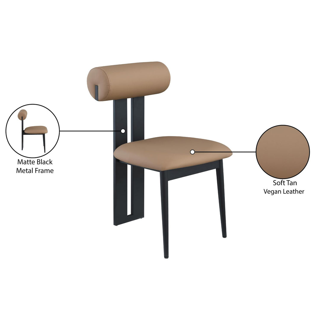 Dario Vegan Leather Upholstered Dining Chair — Tan / Matte Black