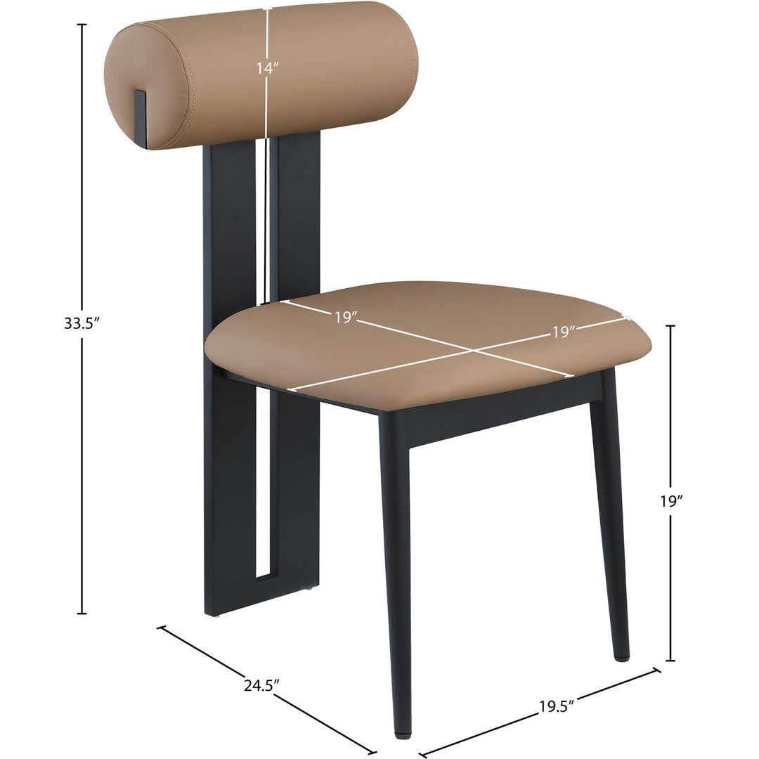 Dario Vegan Leather Upholstered Dining Chair — Tan / Matte Black