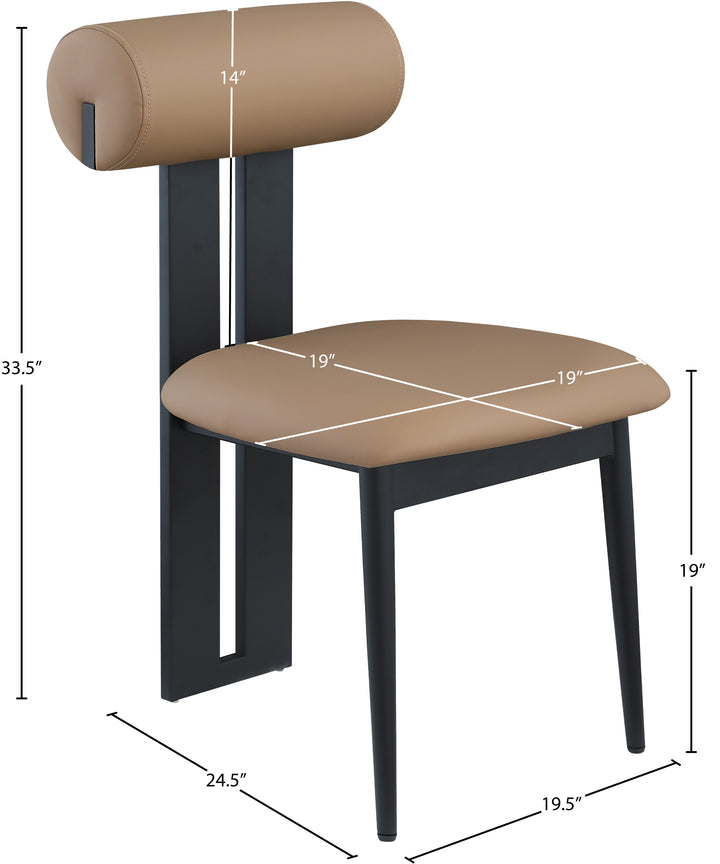 Dario Vegan Leather Upholstered Dining Chair — Tan / Matte Black