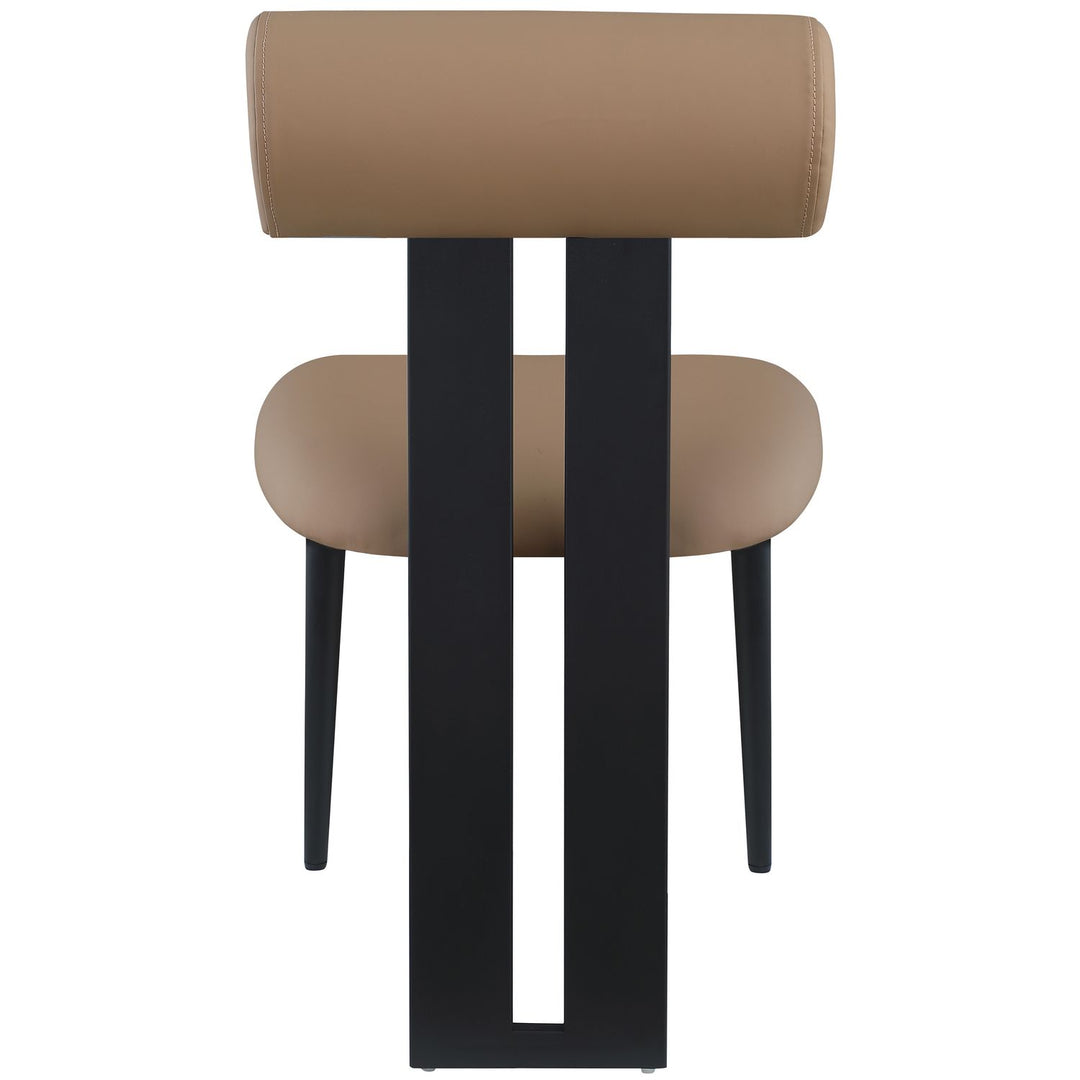 Dario Vegan Leather Upholstered Dining Chair — Tan / Matte Black