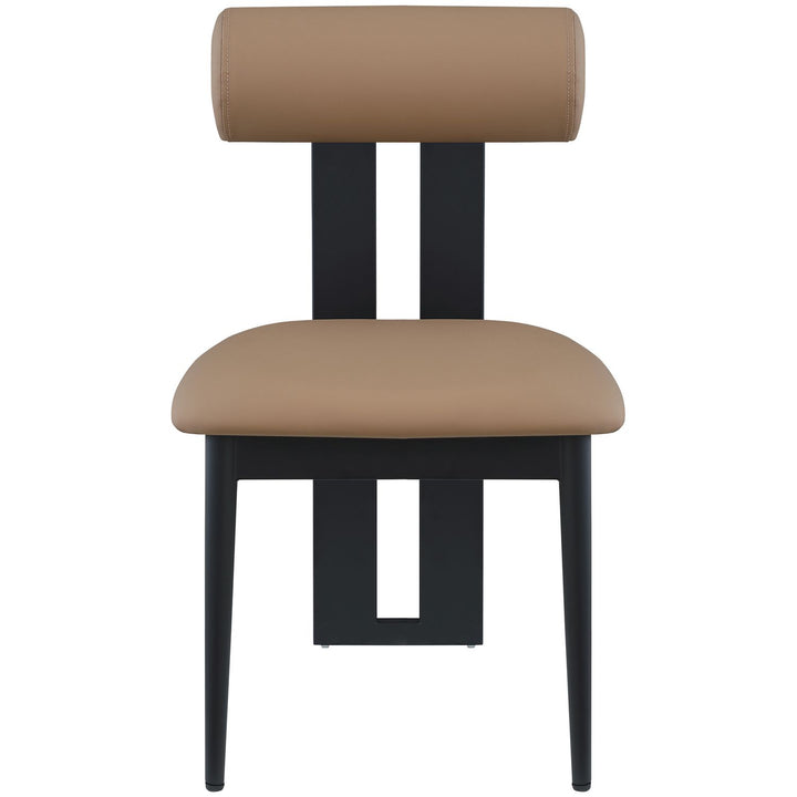 Dario Vegan Leather Upholstered Dining Chair — Tan / Matte Black