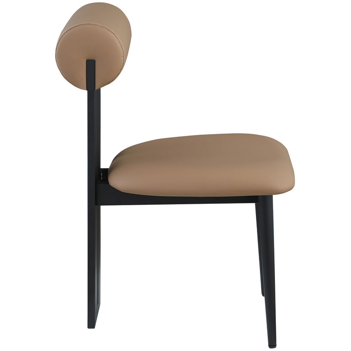 Dario Vegan Leather Upholstered Dining Chair — Tan / Matte Black