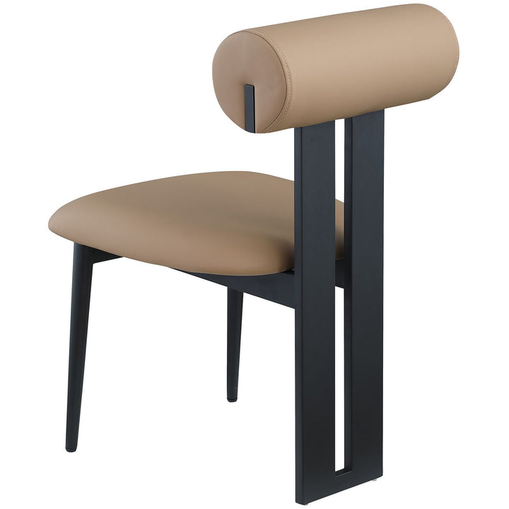 Dario Vegan Leather Upholstered Dining Chair — Tan / Matte Black