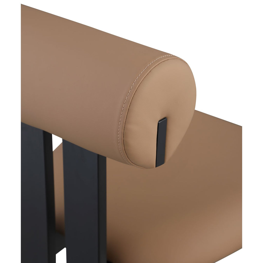 Dario Vegan Leather Upholstered Dining Chair — Tan / Matte Black