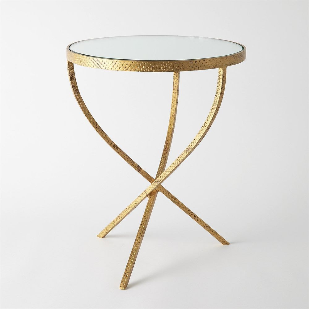 Side Tables Hammered Tripod Table-Antique Gold-Lg