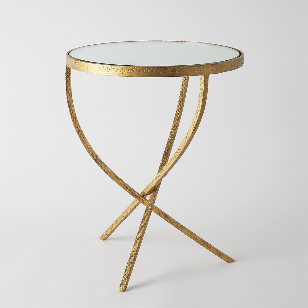 Side Tables Hammered Tripod Table-Antique Gold-Lg