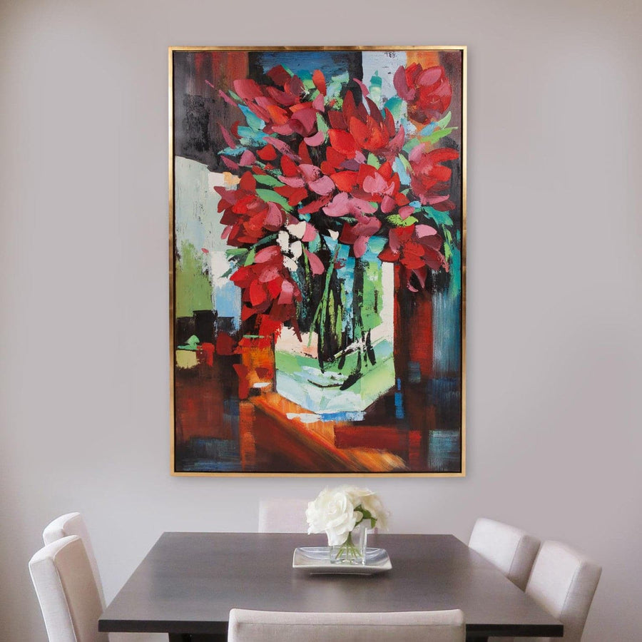 Red Tulips In Vase Hand Painted Original Art-The Howard Elliott Collection-HOWARD-92336-Wall Art-1-France and Son