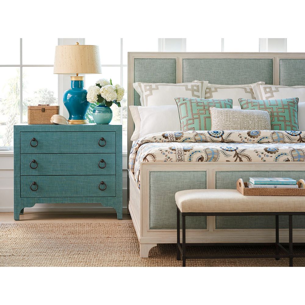 Cabinets & Curios Balboa Island Raffia Hall Chest - Seaglass