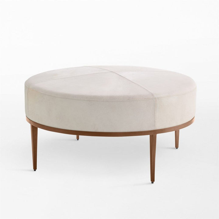 Stools & Ottomans Urban Ottoman w/Ivory Hair-on-Hide-Antique Brass