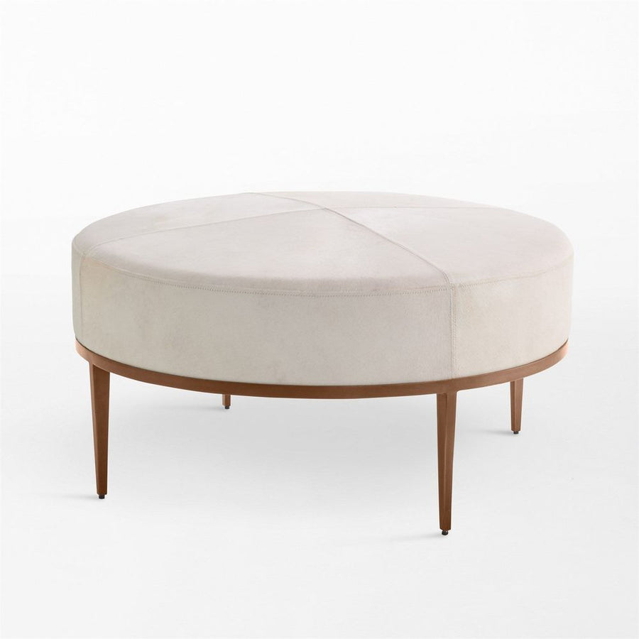 Stools & Ottomans Urban Ottoman w/Ivory Hair-on-Hide-Antique Brass
