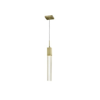 The Original Glacier Avenue Collection Brushed Brass Single Pendant With Clear Crystal Brass 1