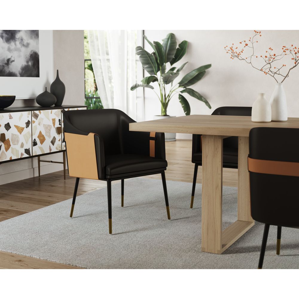 Carter Dining Armchair - Napa Black / Napa Cognac