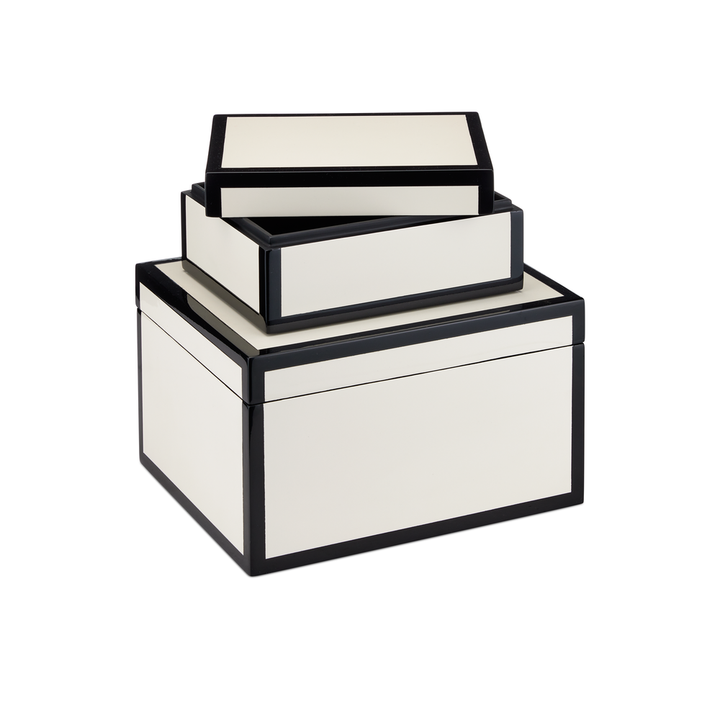 Ivory Lacquer Box Set of 2