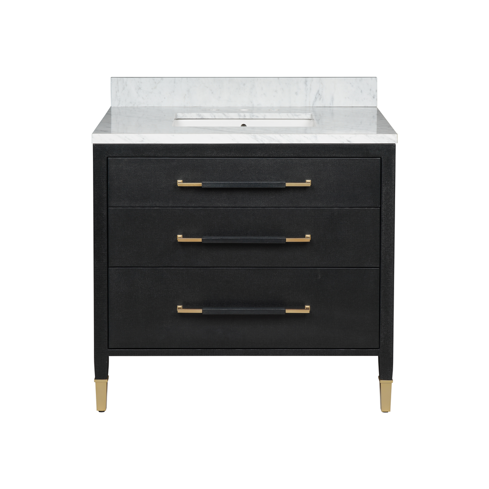 Vanities Verona 36" Black Linen Vanity with Rectangular Undermount Sink