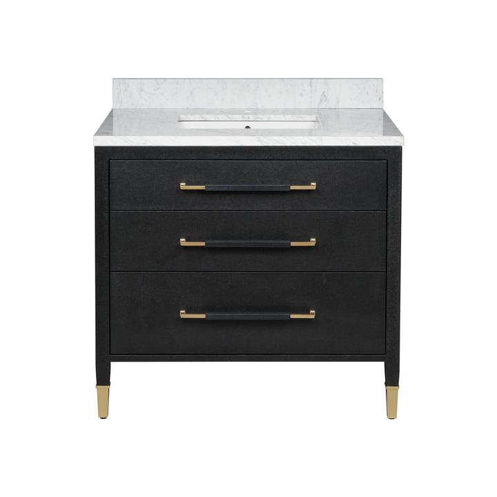 Vanities Verona 36" Black Linen Vanity with Rectangular Undermount Sink