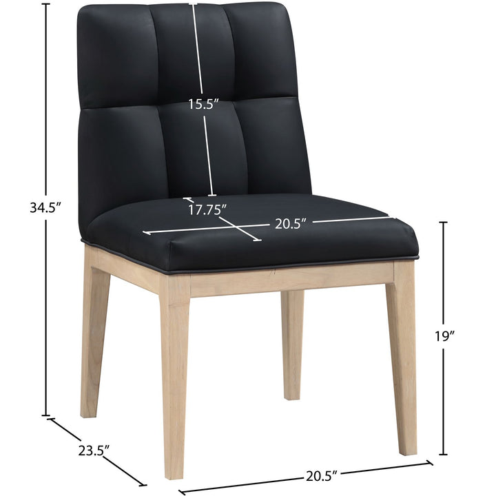 Adrian Vegan Leather Upholstered Dining Side Chair — Black / Natural