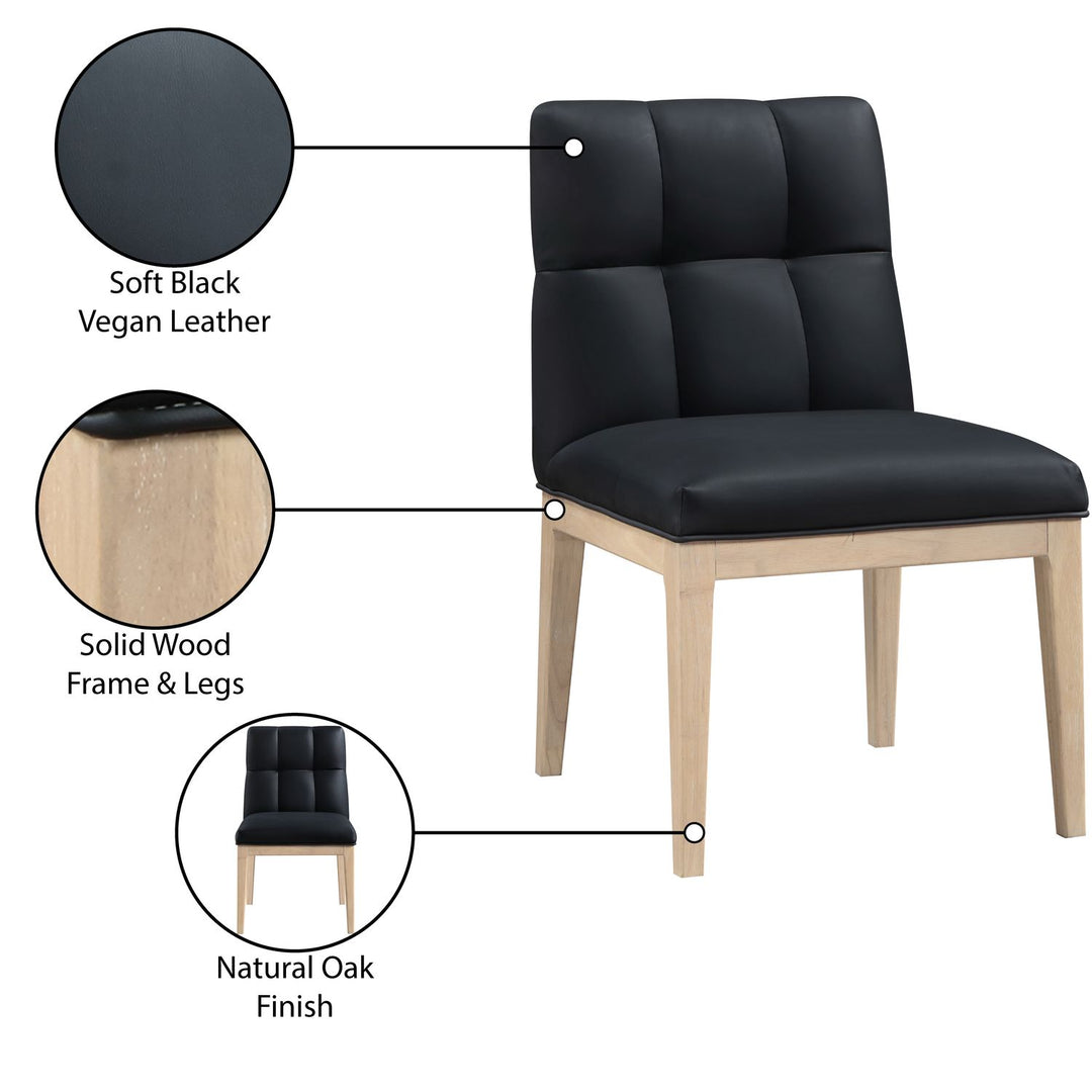 Adrian Vegan Leather Upholstered Dining Side Chair — Black / Natural