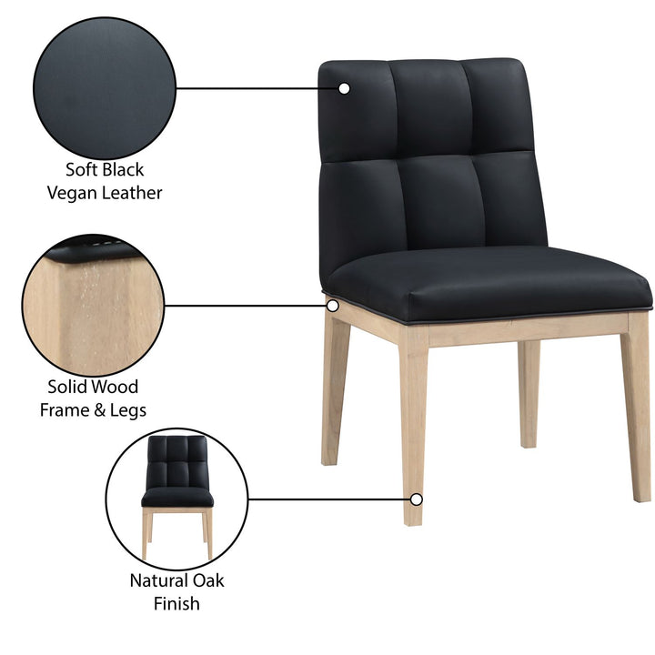 Adrian Vegan Leather Upholstered Dining Side Chair — Black / Natural