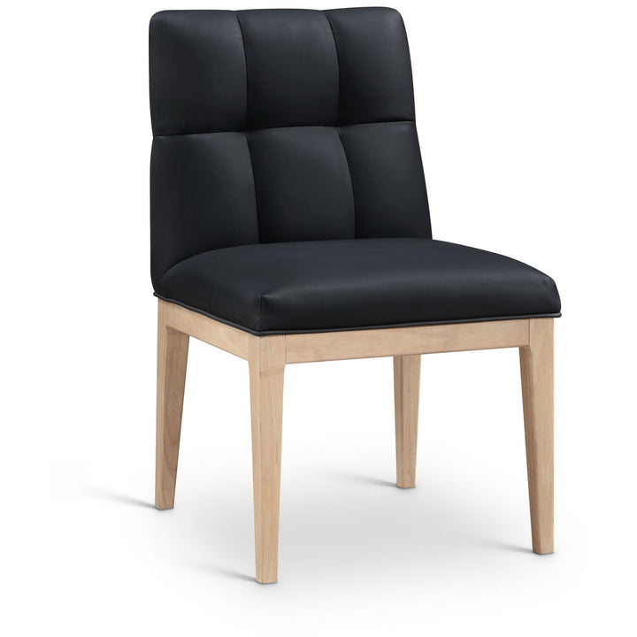 Adrian Vegan Leather Upholstered Dining Side Chair — Black / Natural