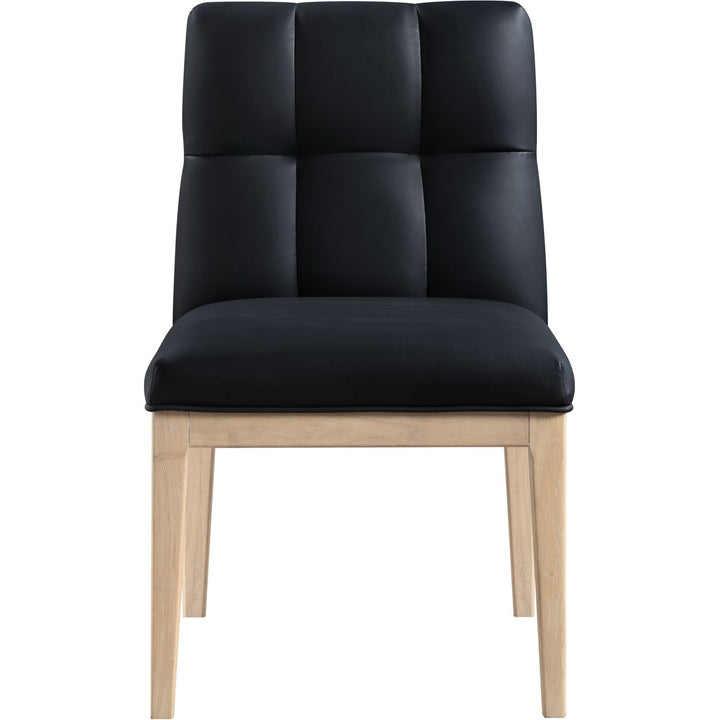 Adrian Vegan Leather Upholstered Dining Side Chair — Black / Natural