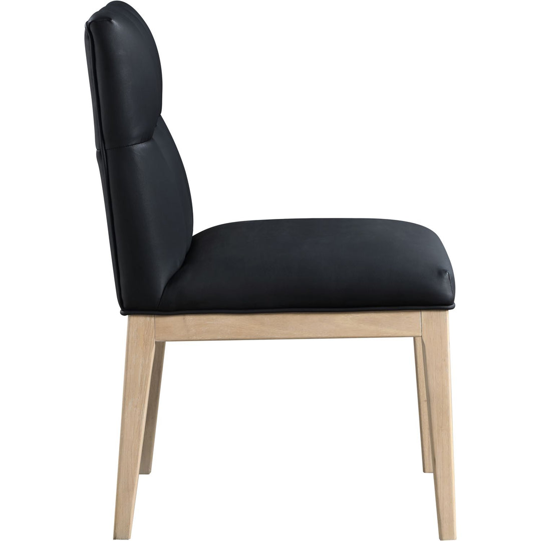 Adrian Vegan Leather Upholstered Dining Side Chair — Black / Natural