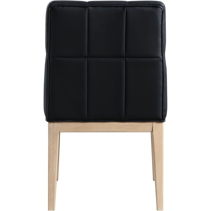 Adrian Vegan Leather Upholstered Dining Side Chair — Black / Natural