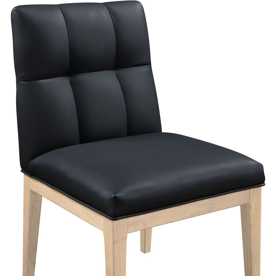 Adrian Vegan Leather Upholstered Dining Side Chair — Black / Natural