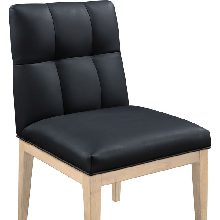 Adrian Vegan Leather Upholstered Dining Side Chair — Black / Natural