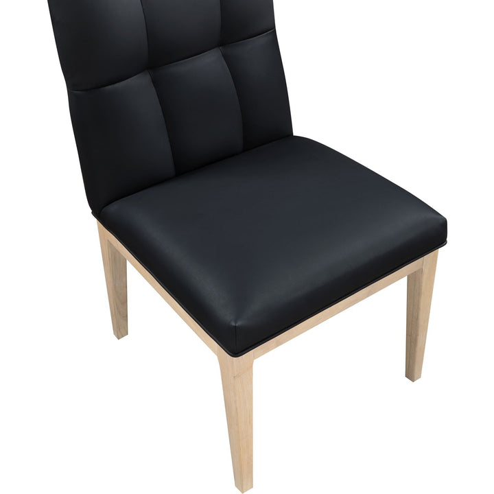 Adrian Vegan Leather Upholstered Dining Side Chair — Black / Natural