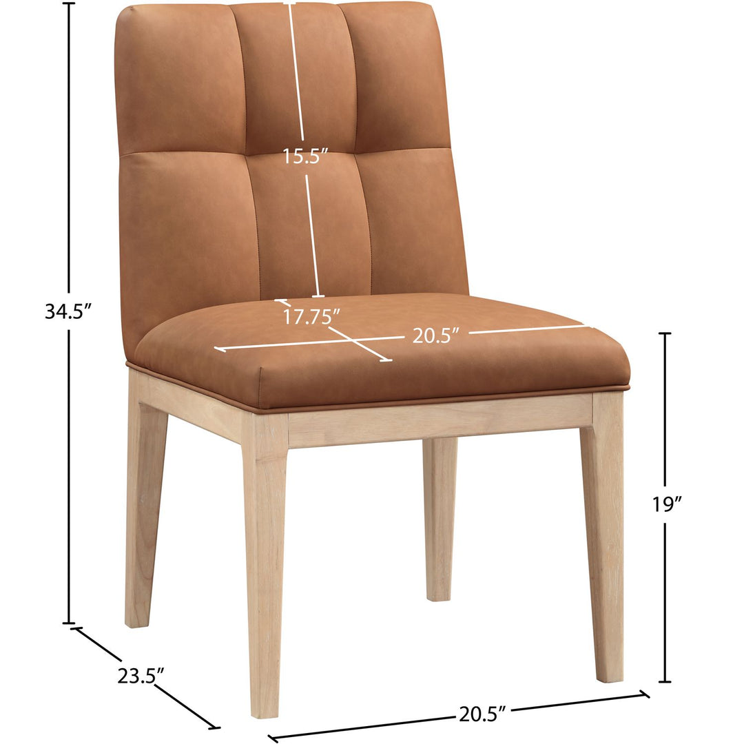 Adrian Vegan Leather Upholstered Dining Side Chair — Cognac / Natural