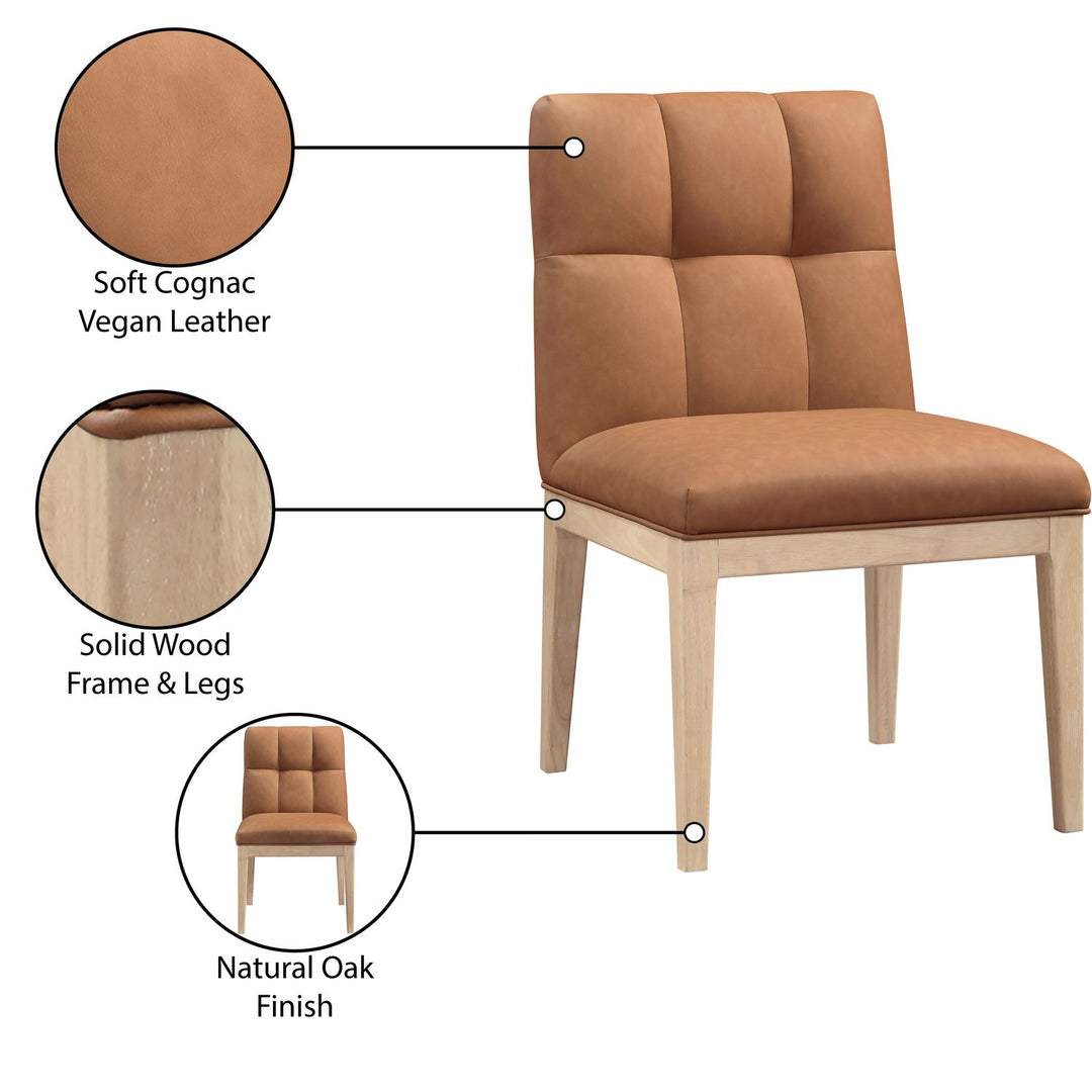 Adrian Vegan Leather Upholstered Dining Side Chair — Cognac / Natural