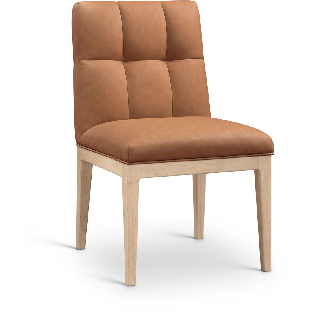 Adrian Vegan Leather Upholstered Dining Side Chair — Cognac / Natural