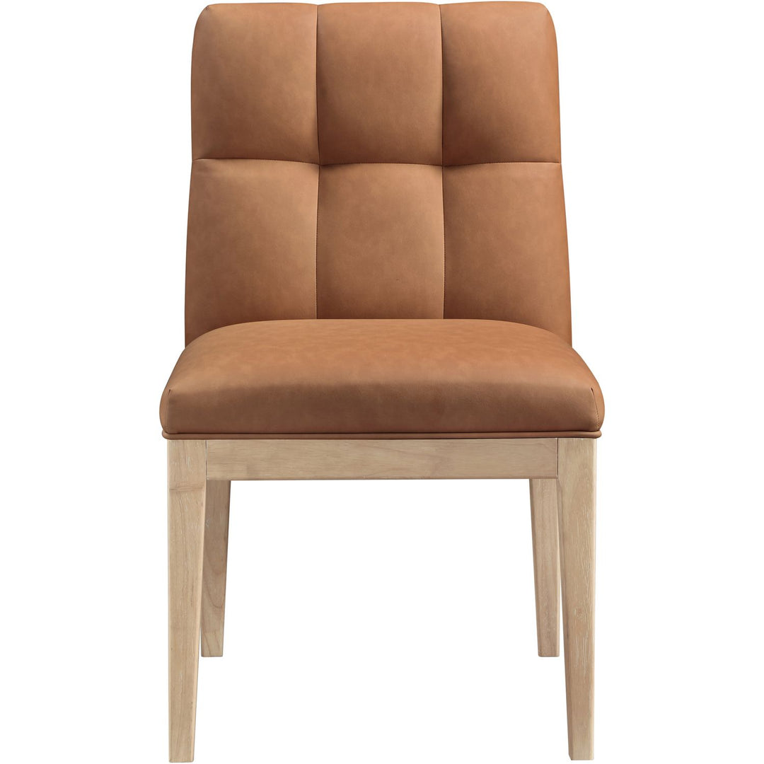 Adrian Vegan Leather Upholstered Dining Side Chair — Cognac / Natural