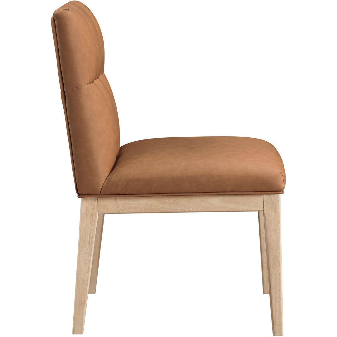 Adrian Vegan Leather Upholstered Dining Side Chair — Cognac / Natural
