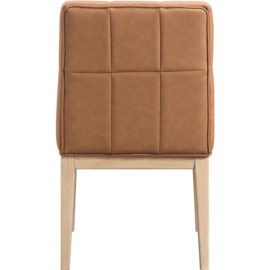 Adrian Vegan Leather Upholstered Dining Side Chair — Cognac / Natural