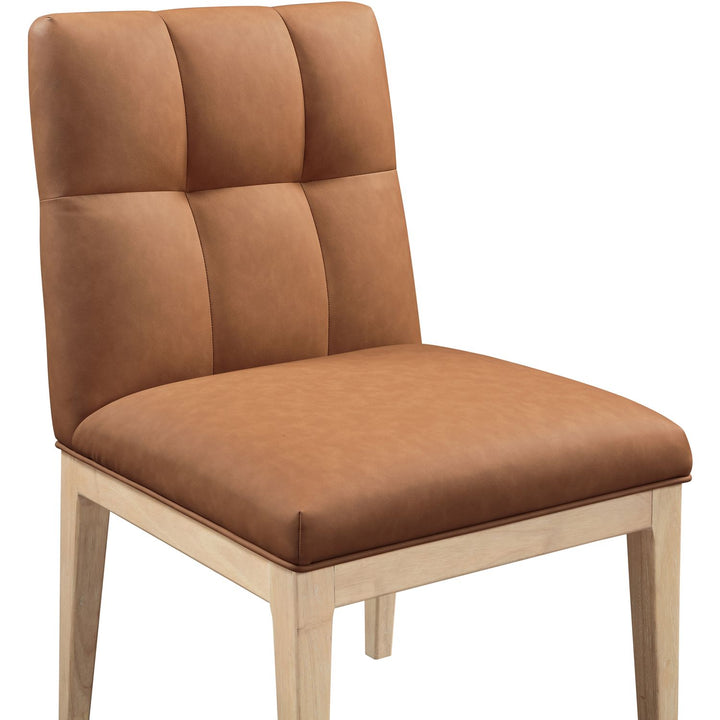 Adrian Vegan Leather Upholstered Dining Side Chair — Cognac / Natural