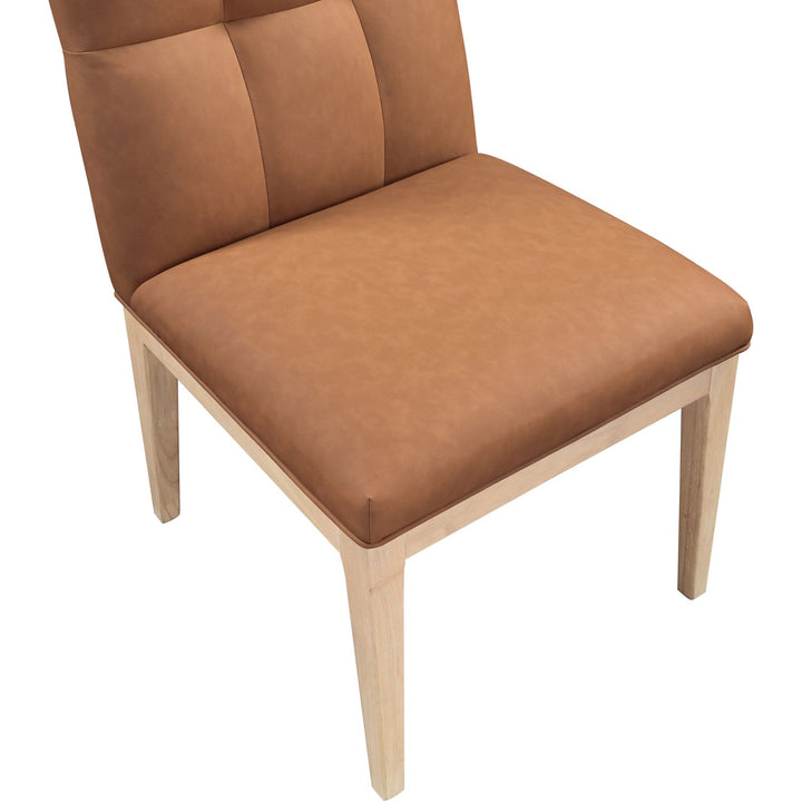 Adrian Vegan Leather Upholstered Dining Side Chair — Cognac / Natural