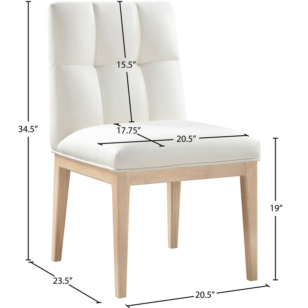 Adrian Vegan Leather Upholstered Dining Side Chair — Cream / Natural