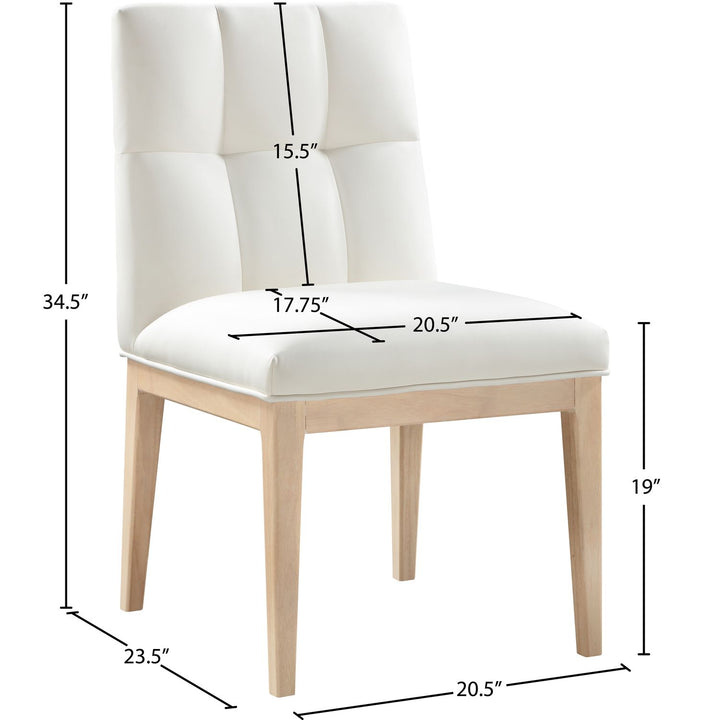 Adrian Vegan Leather Upholstered Dining Side Chair — Cream / Natural
