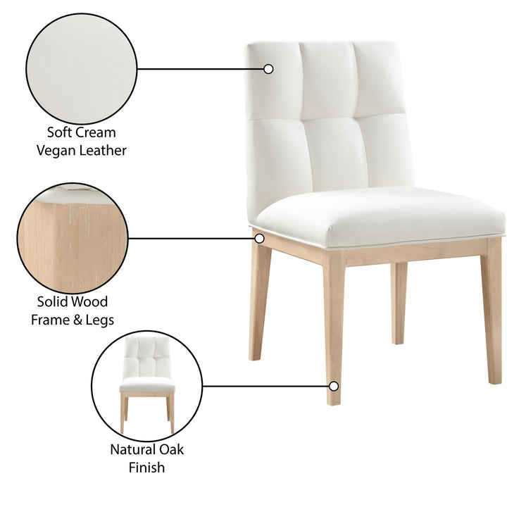 Adrian Vegan Leather Upholstered Dining Side Chair — Cream / Natural