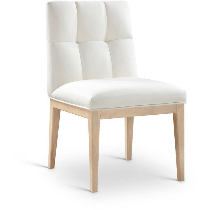 Adrian Vegan Leather Upholstered Dining Side Chair — Cream / Natural