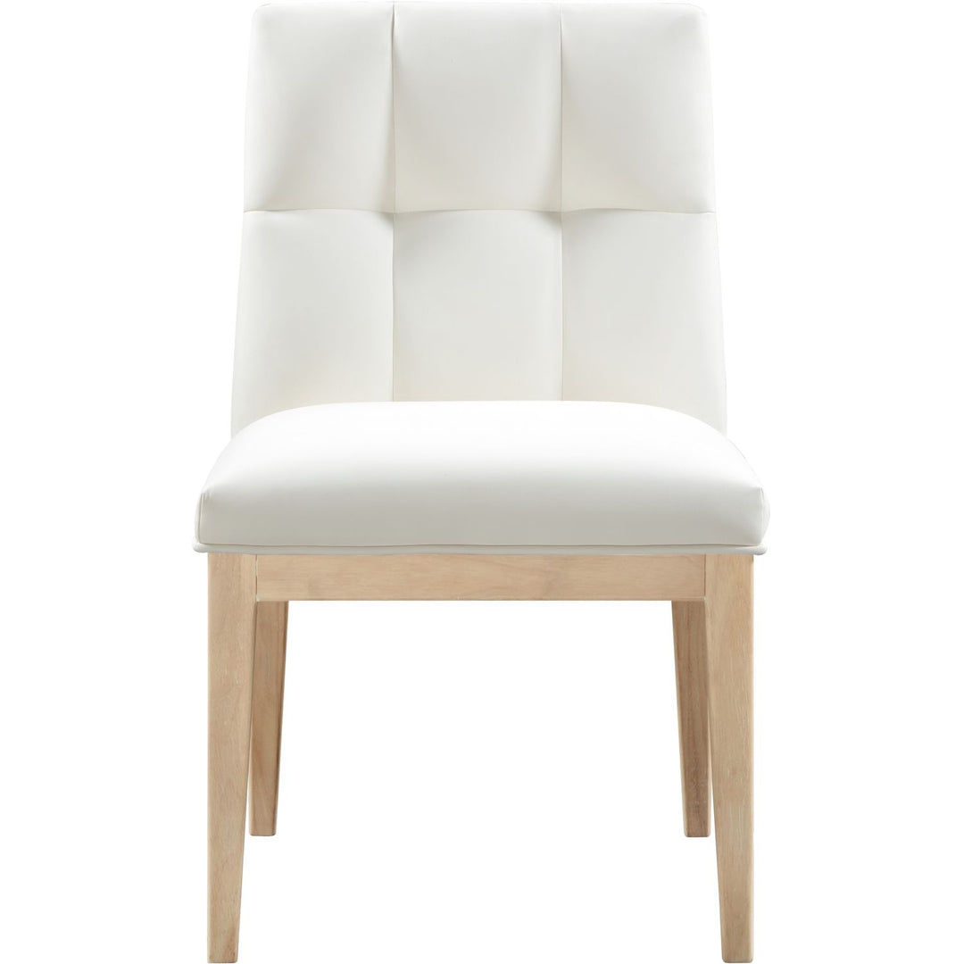 Adrian Vegan Leather Upholstered Dining Side Chair — Cream / Natural