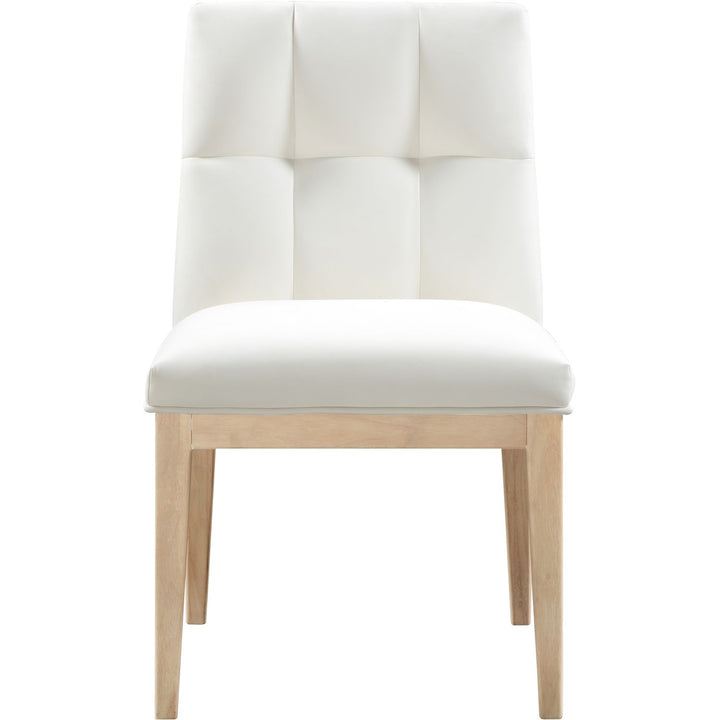 Adrian Vegan Leather Upholstered Dining Side Chair — Cream / Natural