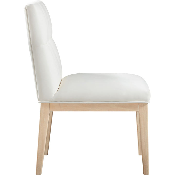 Adrian Vegan Leather Upholstered Dining Side Chair — Cream / Natural