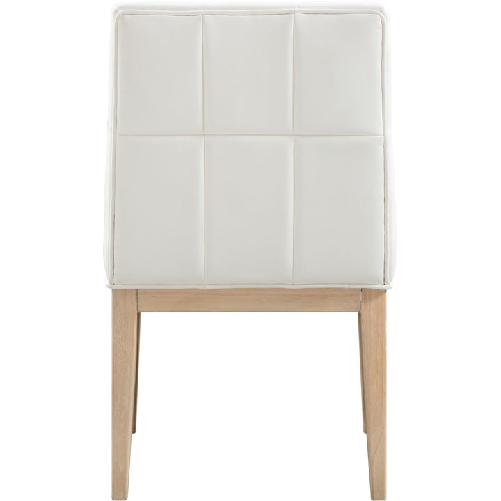 Adrian Vegan Leather Upholstered Dining Side Chair — Cream / Natural